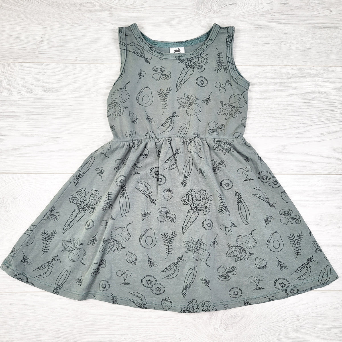 Little and Lively green vegetable print bamboo blend dress. Size 1/2T