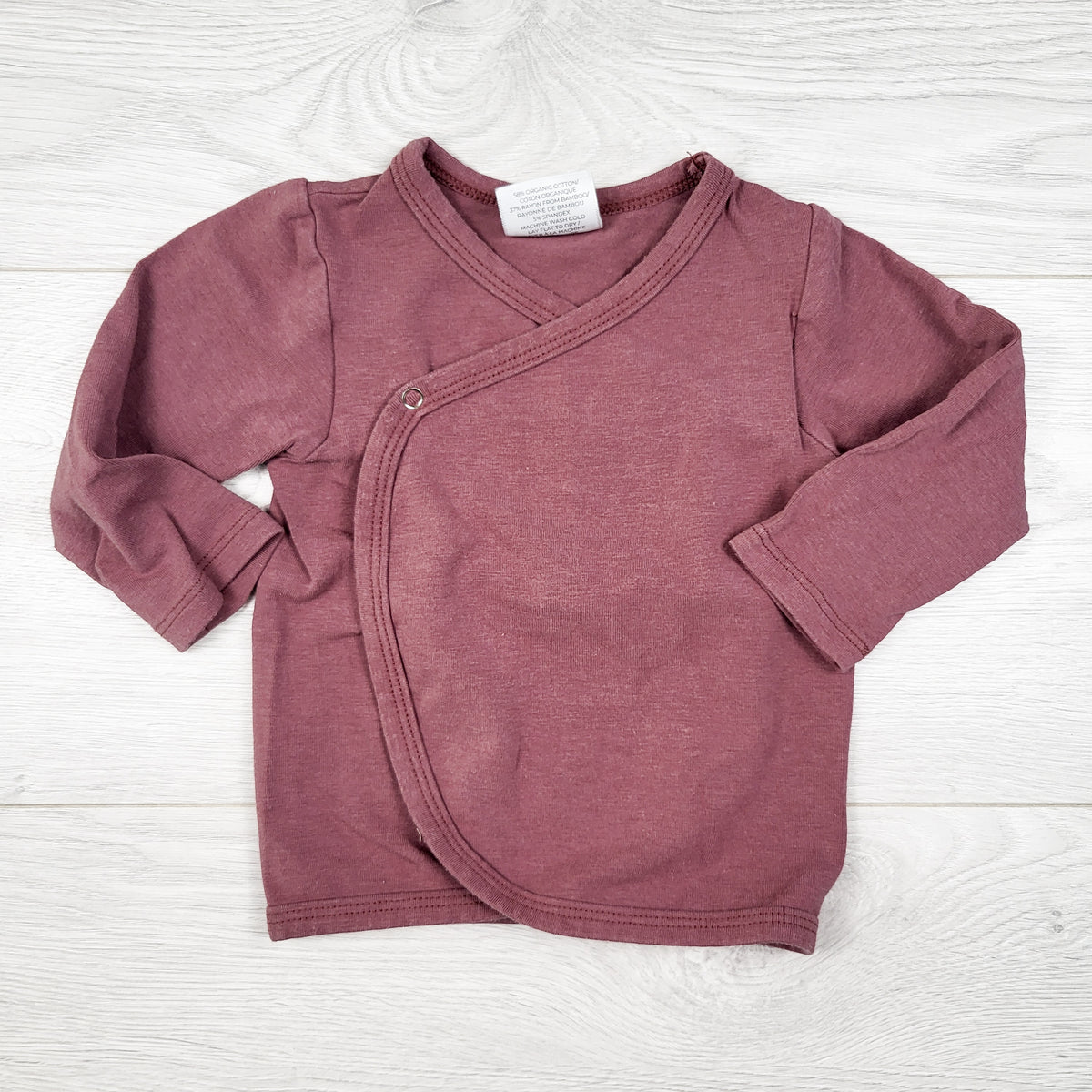 Jax & Lennon Plum Bamboo Blend Kimono Long-Sleeve Top. Size 6-12 months