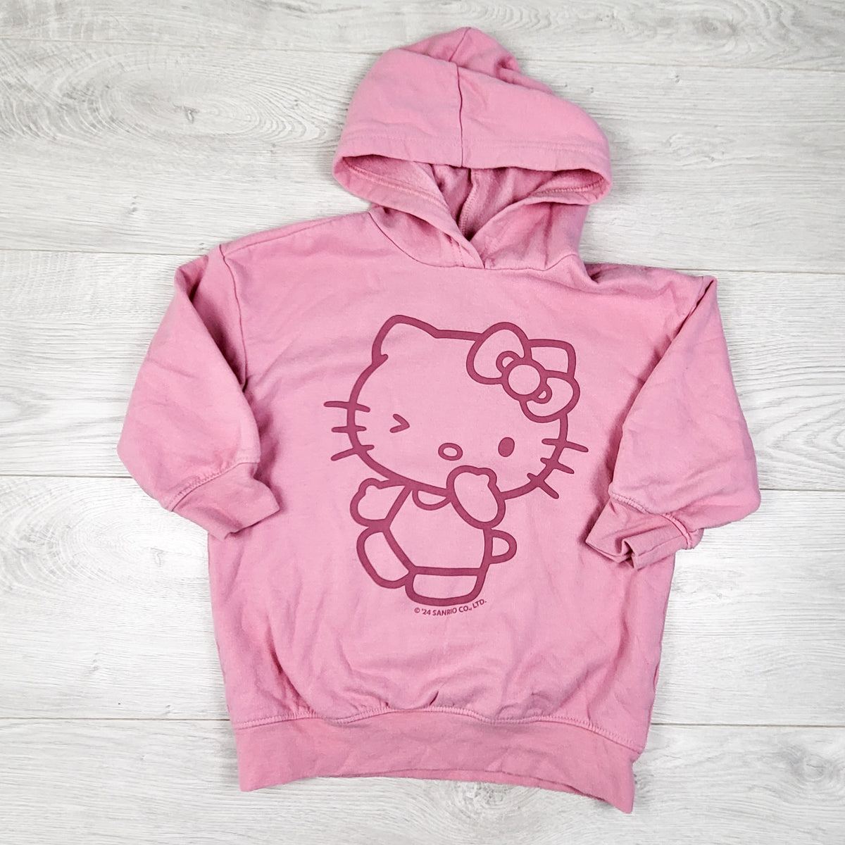 Old Navy pink hooded fleecy lined Hello Kitty sweatshirt dress. Size 5T