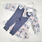 NEW - Cupcakes and Cashmere blue floral print 3pc set. Size 18 months