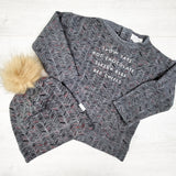 Miles Baby grey patterned "Snow Days" sweatshirt and hat. Size 12 months