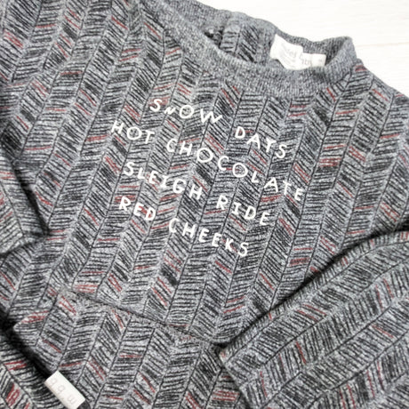 Miles Baby grey patterned "Snow Days" sweatshirt and hat. Size 12 months