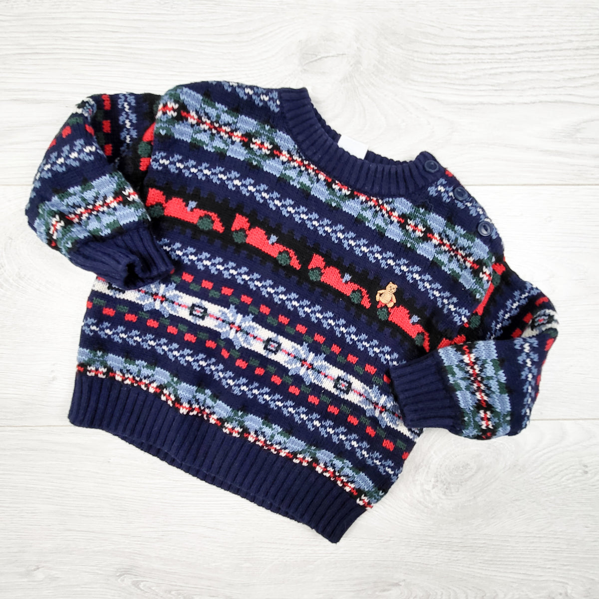 Gap navy patterned sweater. Size 6-12 months
