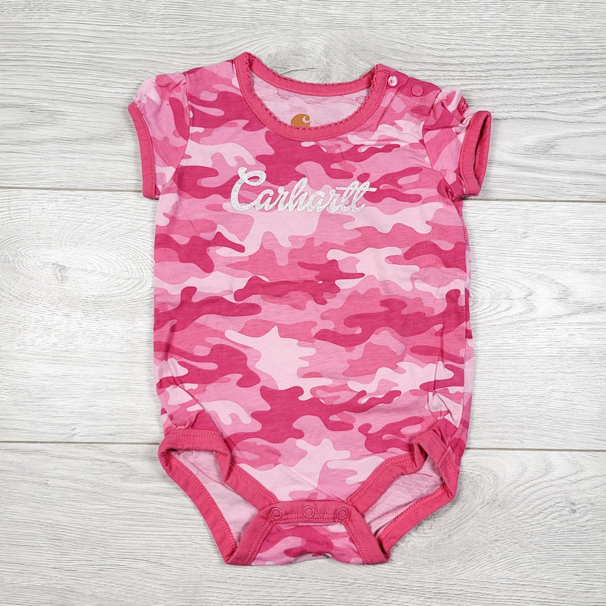 Carhartt pink camouflage bodysuit. Size 9 months
