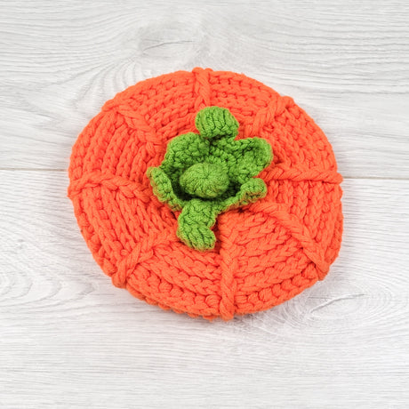Handmade pumpkin hat.  Infant sized