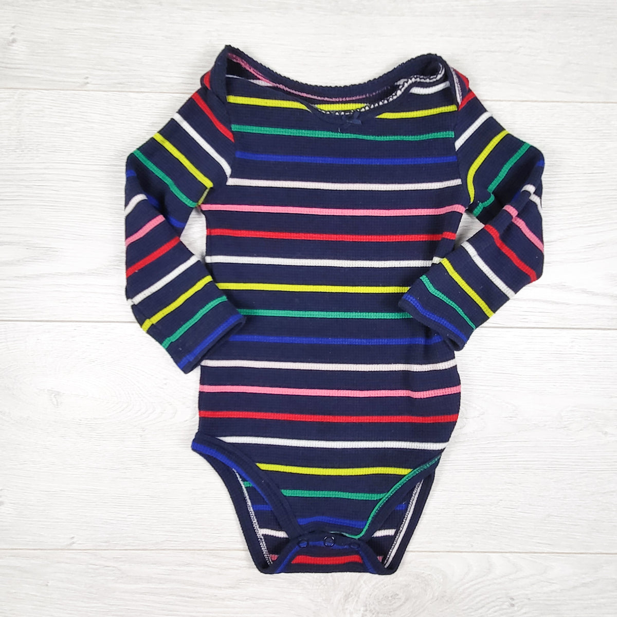 Joe navy striped waffle knit bodysuit. Size 12-18 months