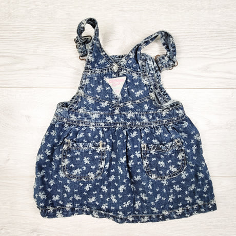 Oshkoh denim floral print overall dress. Size 24 months