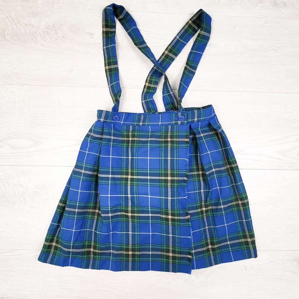 Vintage 1970s/1980s Bonda Kids Nova Scotia Tartan Suspenders Kilt Skirt. Size 6X
