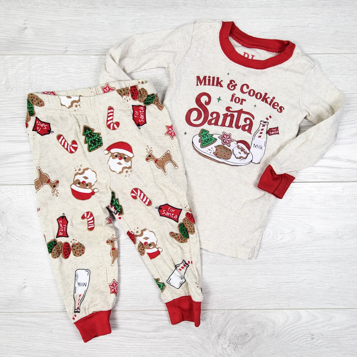Children's Place 2pc "Milk and Cookies for Santa" PJs. Size 9-12 months