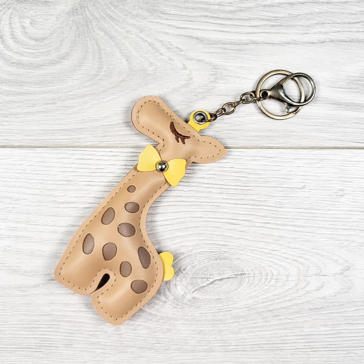 Faux leather giraffe keychain