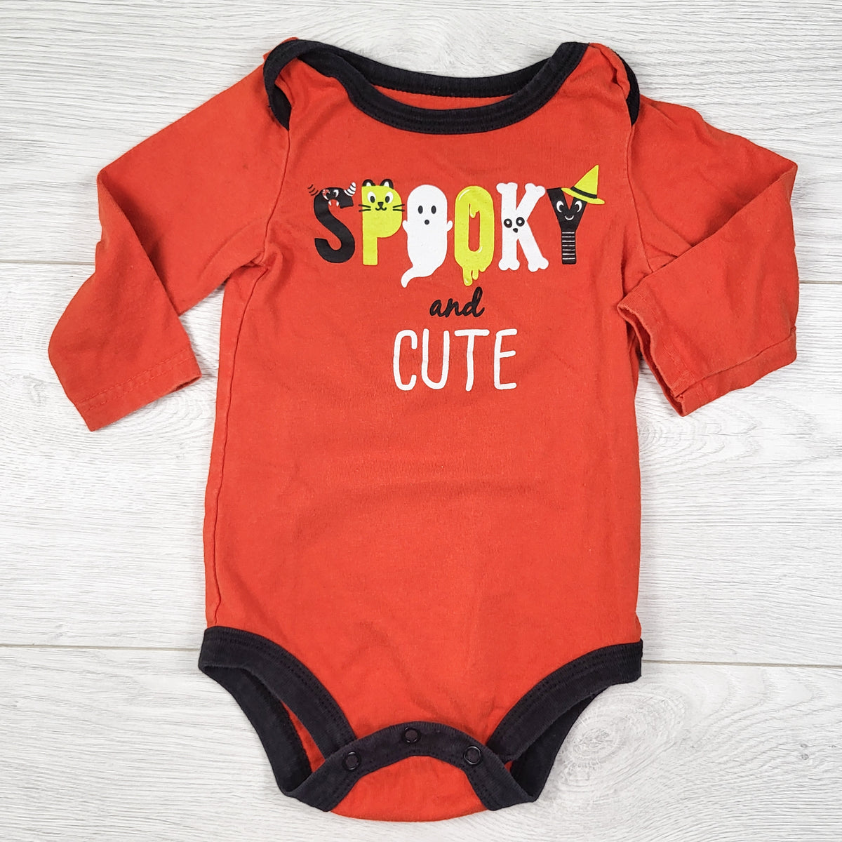 George orange "Spooky and Cute" bodysuit. Size 6-12 months