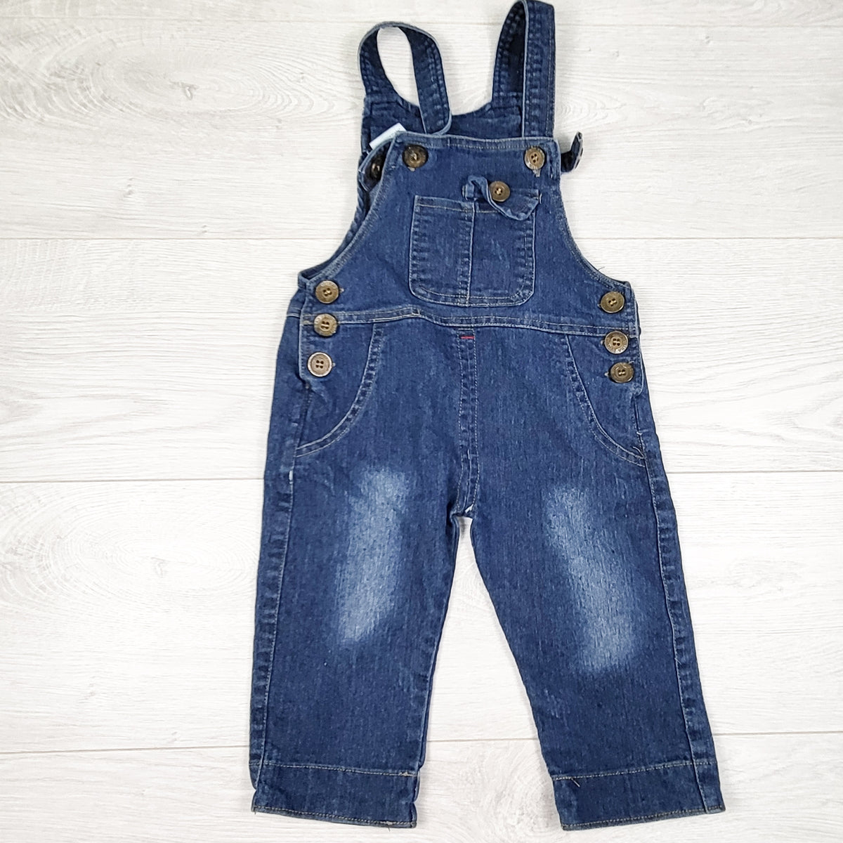 Kids Clothes distressed denim overalls. Size 9-12 months