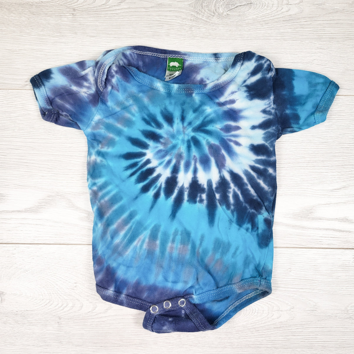Precious Cargo blue tie dyed bodysuit. Size 6 months