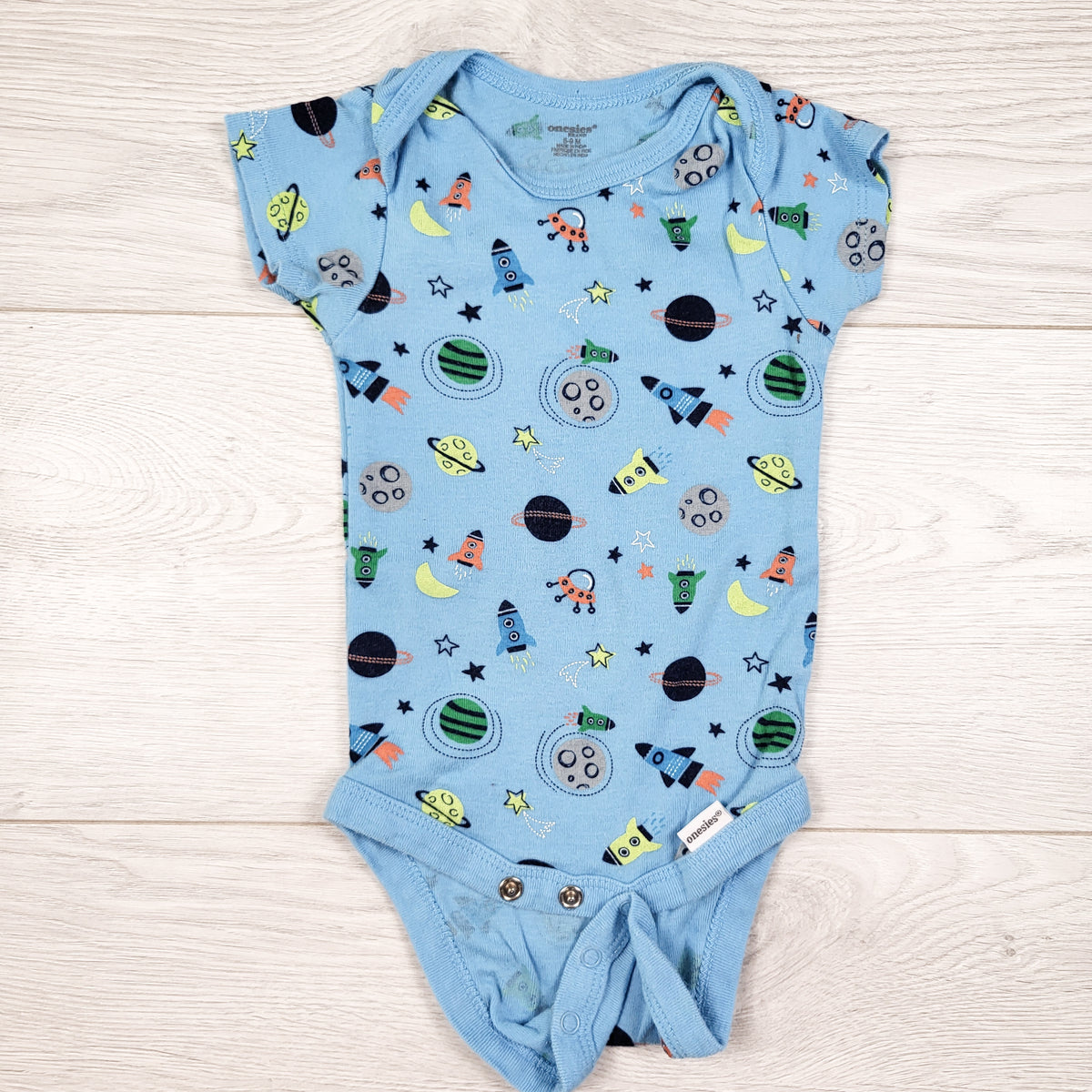 Onesies blue space themed bodysuit. Size 6-9 months