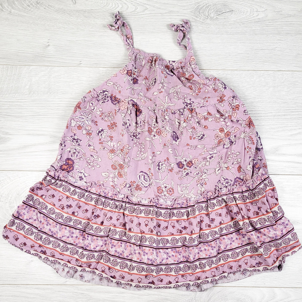 Oshkosh purple floral print linen blend dress. Size 3T