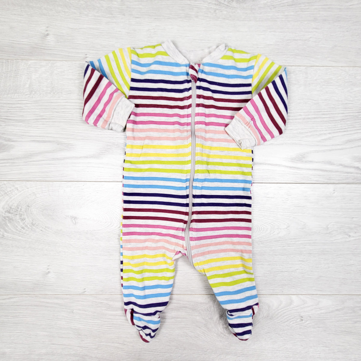 George multi-striped zippered sleeper. Size 0-3 months
