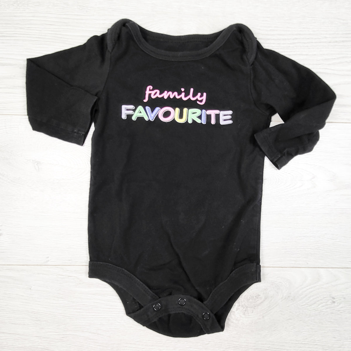 George black "Family Favourite" bodysuit. Size 6-12 months