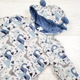 Mimimi insulated dinosaur print bunting suit. Size 3-6 months