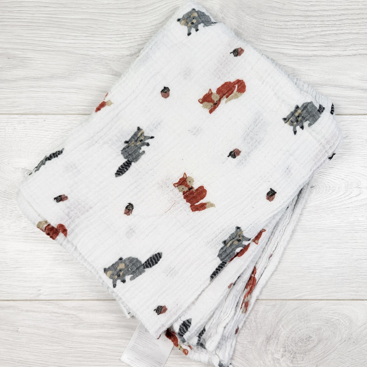 Lulujo woodland animal print muslin swaddle