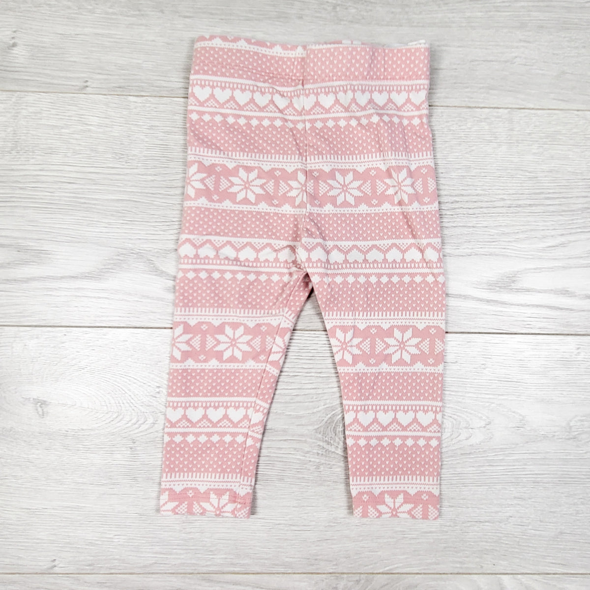 Joe pink snowflake pattern leggings. Size 6-12 months