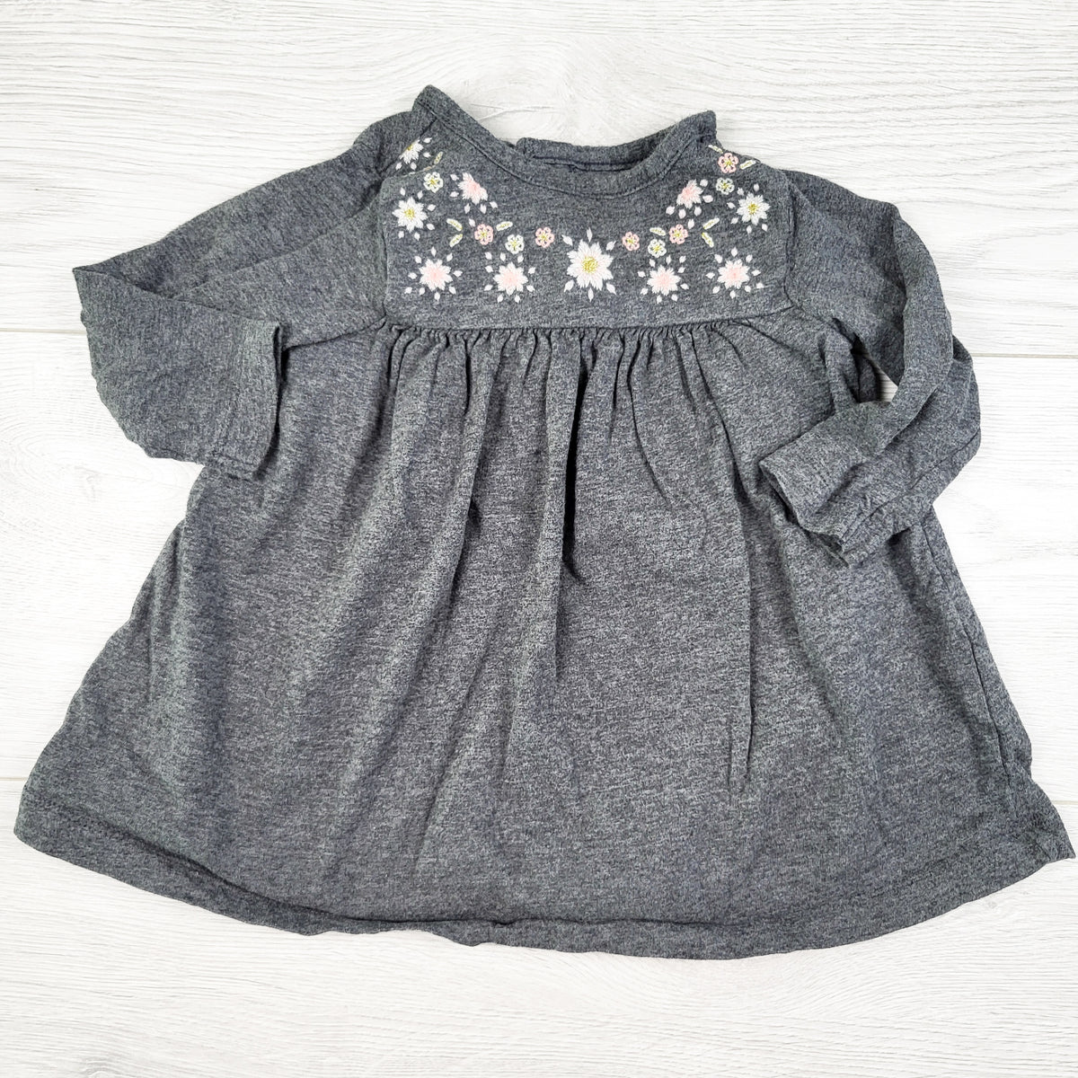 Carters grey dress with embroidered flowers. Size 6 months