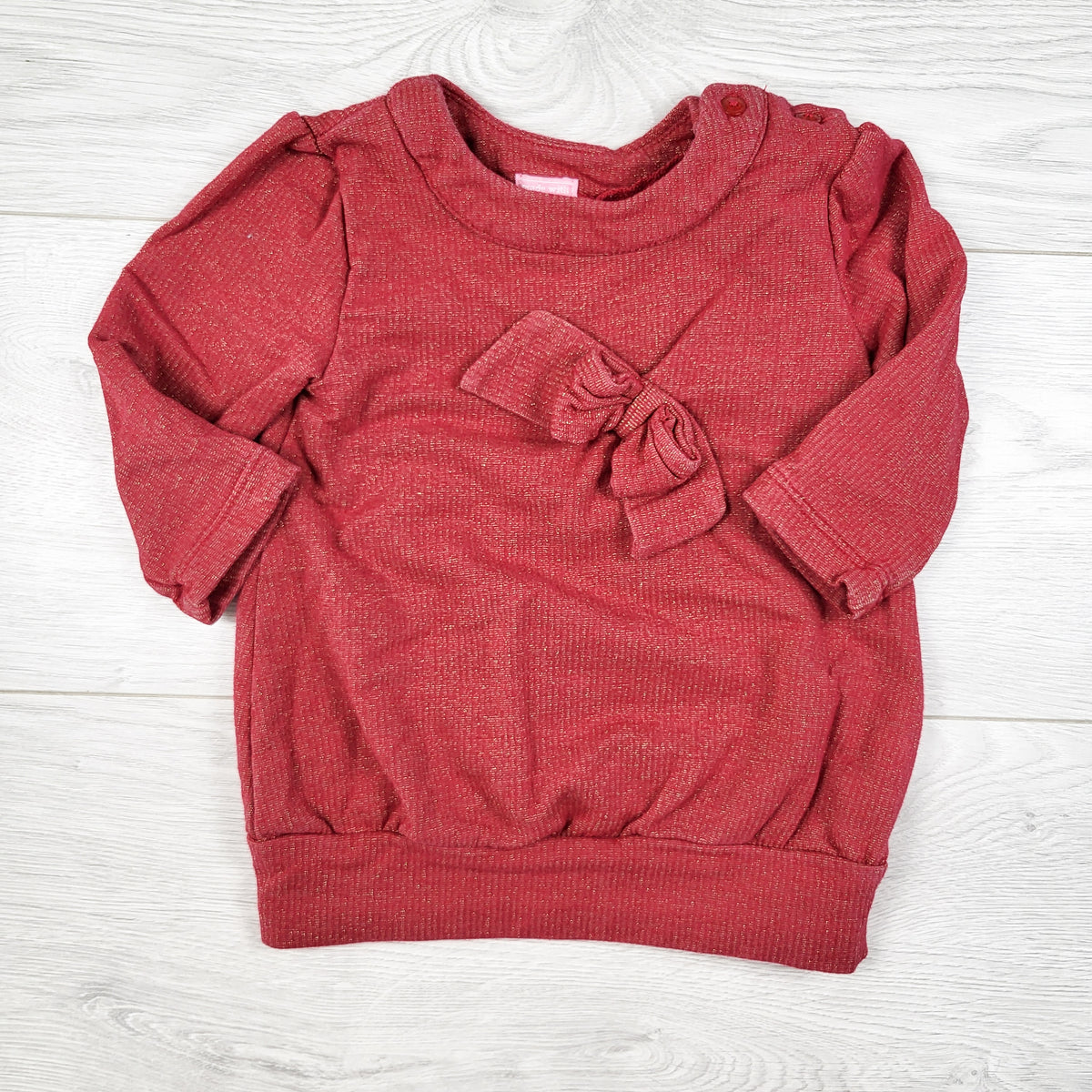 Children's Place red knit dress with gold sparkle threading. Size 6-9 months