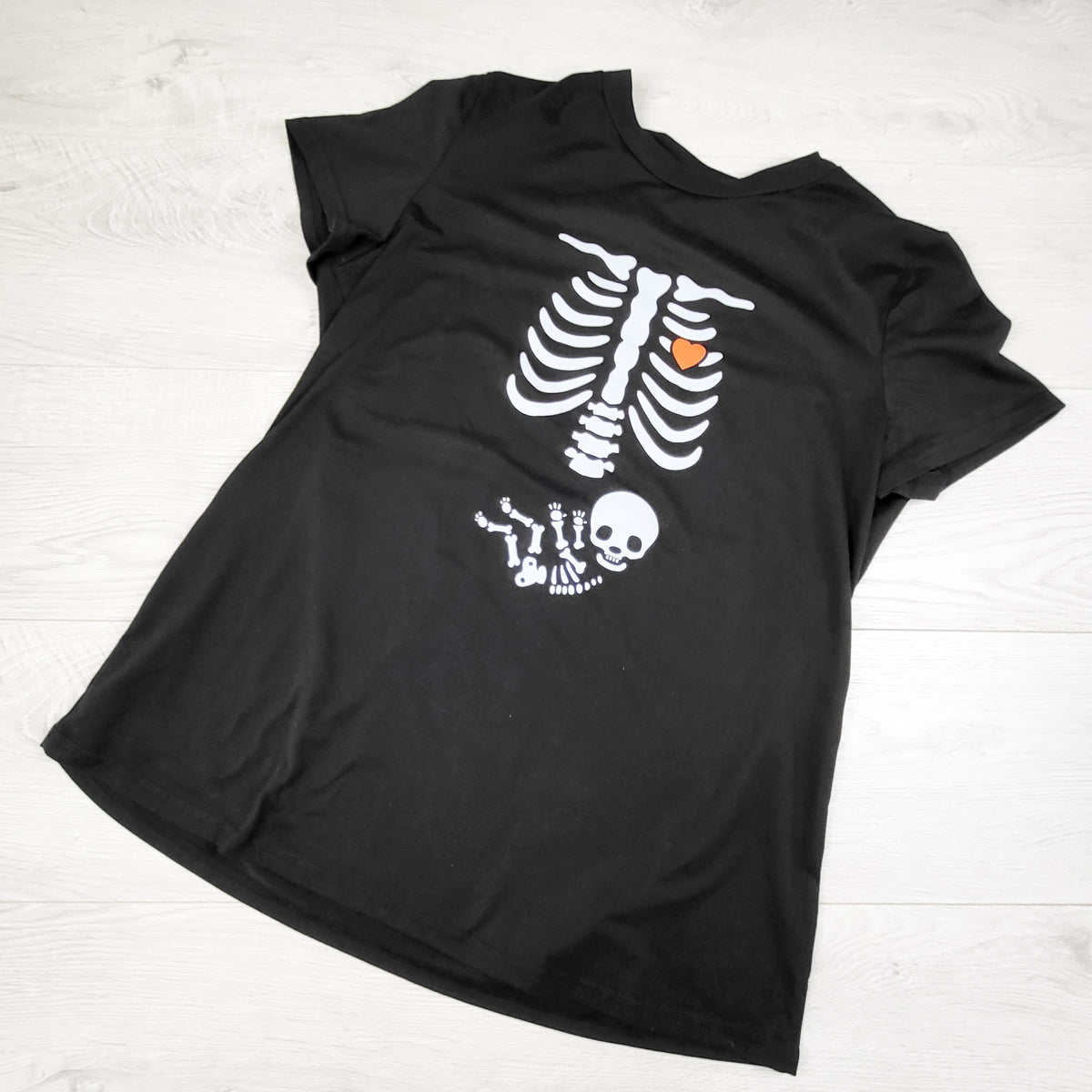 Black Halloween themed maternity t-shirt. Size large