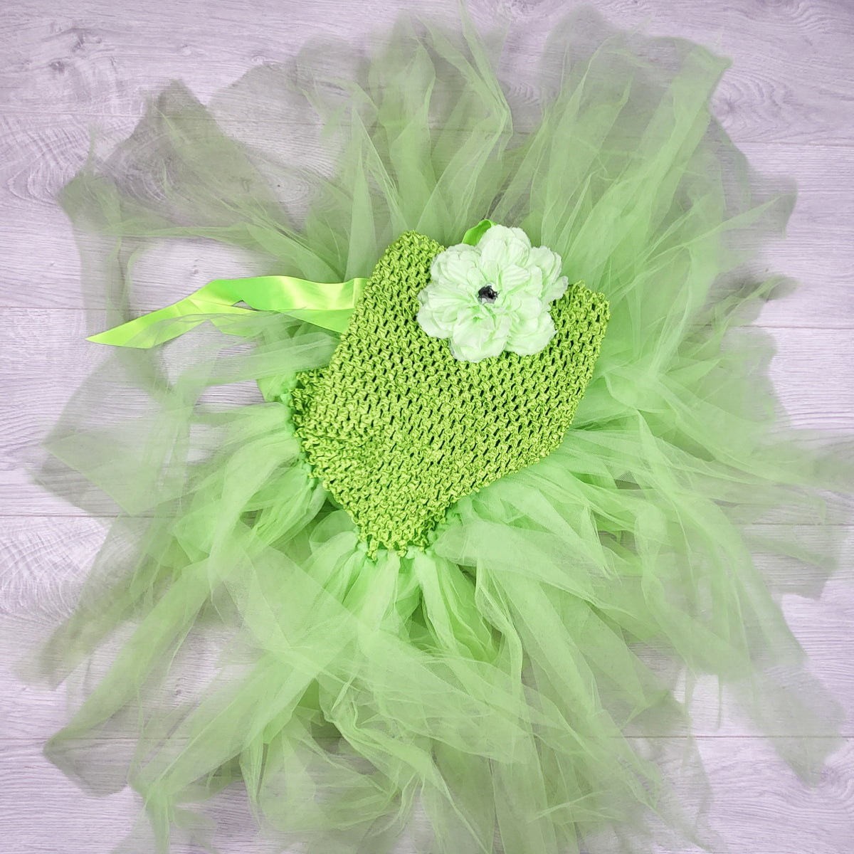 Handmade green tutu dress. Seems toddler sized