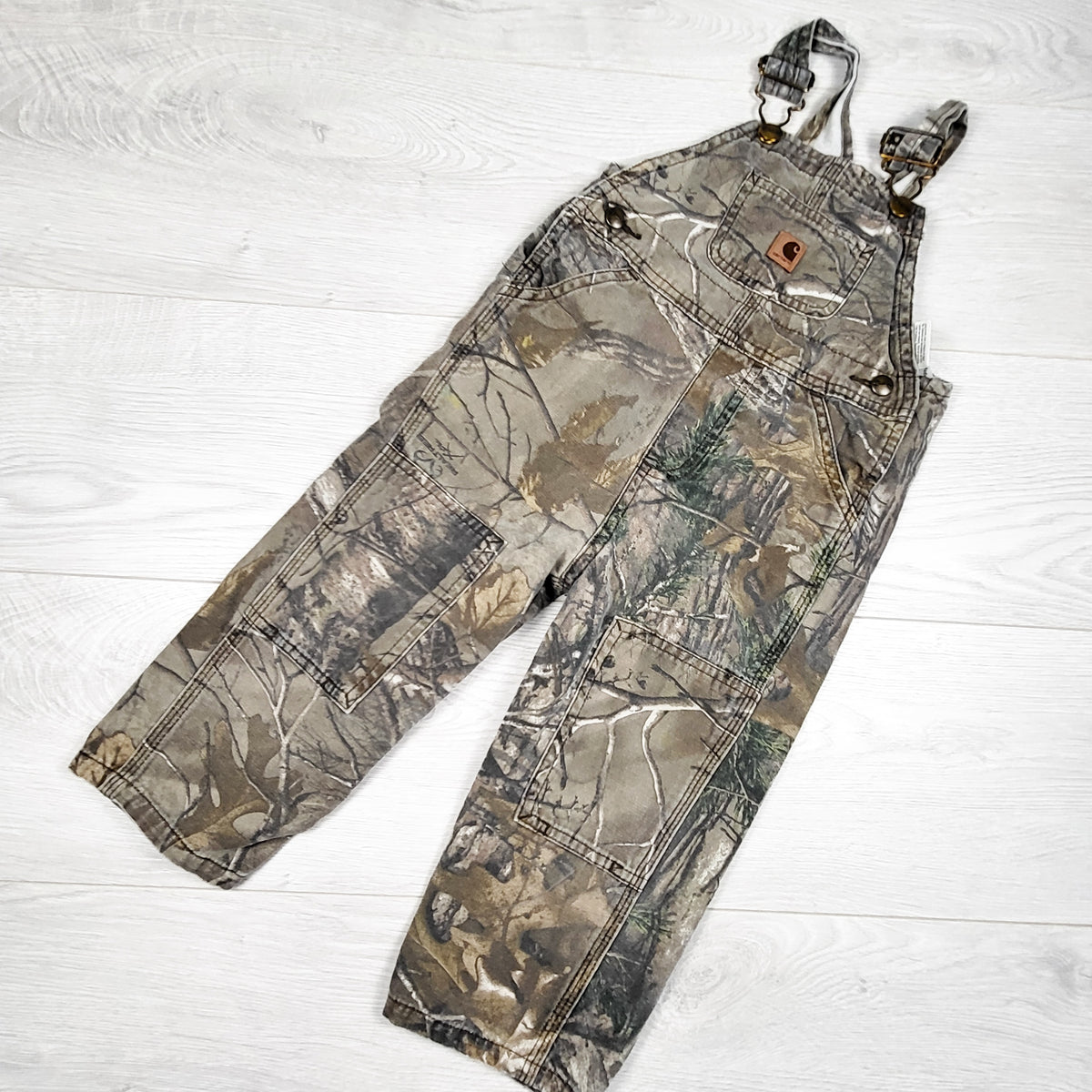 Carhartt camouflage denim overalls. Size 2T