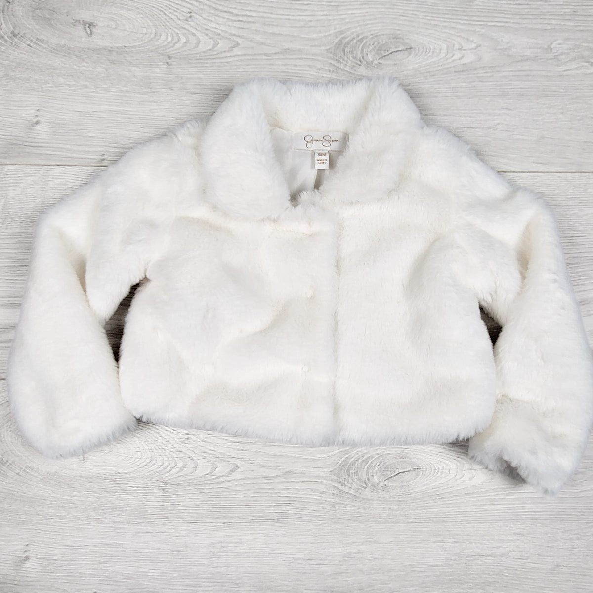 Jessica Simpson white faux fur coat. Size 18 months