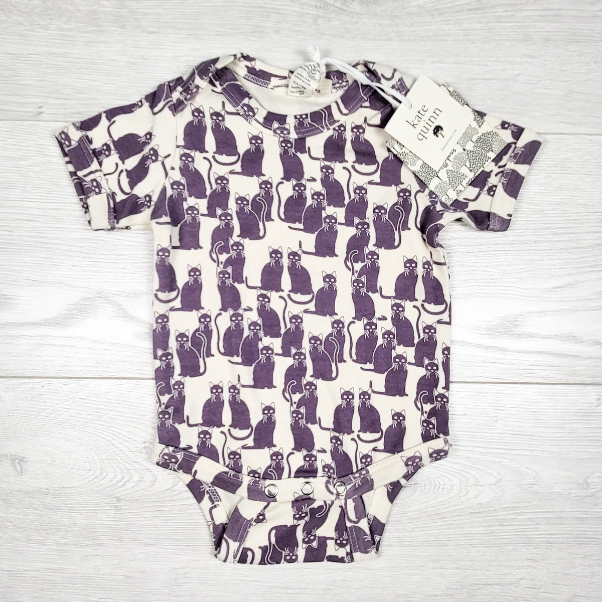 NEW - Kate Quinn cat print organic cotton bodysuit. Size 3-6 months