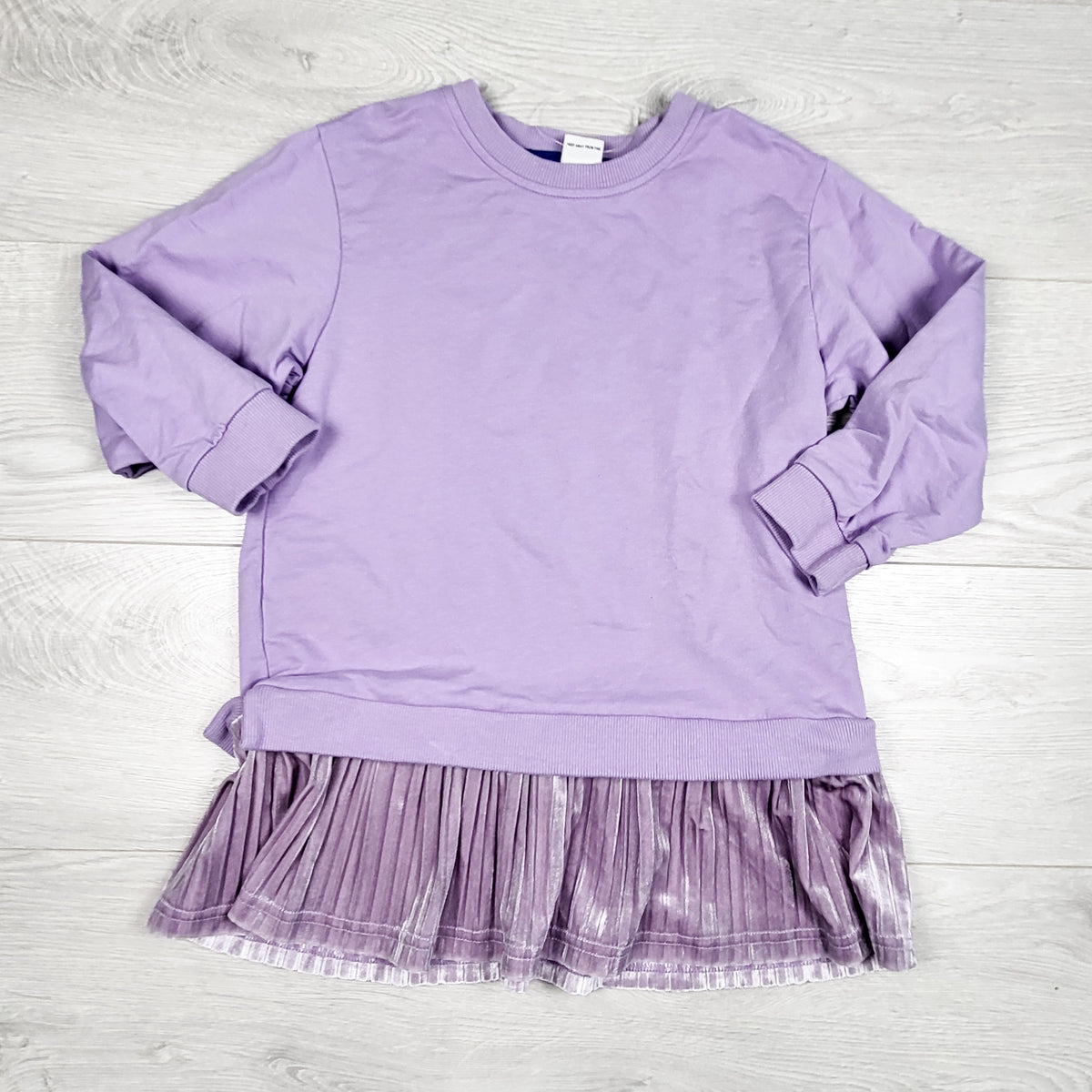 SMA Flags purple sweatshirt with pleated velver trim. Size 7/8