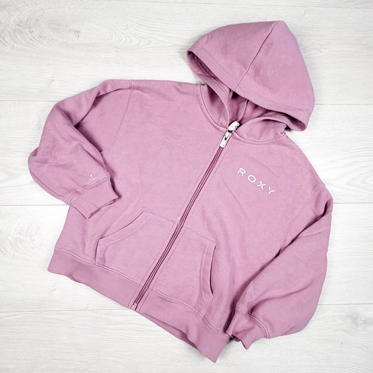 Roxy pink fleecy lined zip up hoodie. Size 5T - AS IS