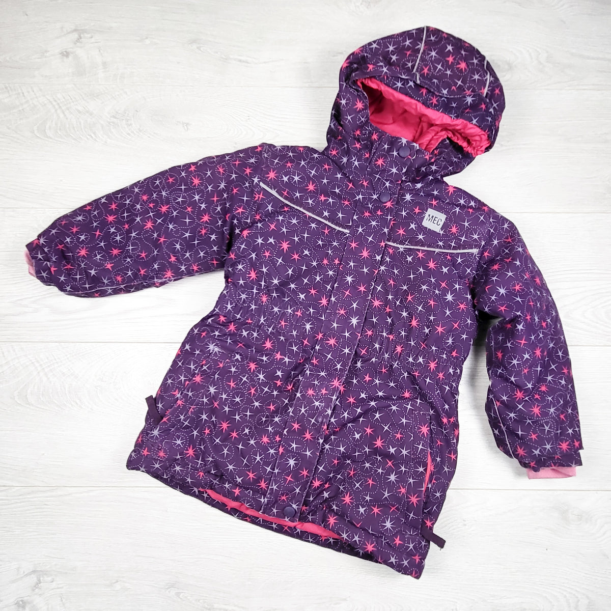 MEC purple "Toaster Parka" with star pattern. Size 4T - AS IS