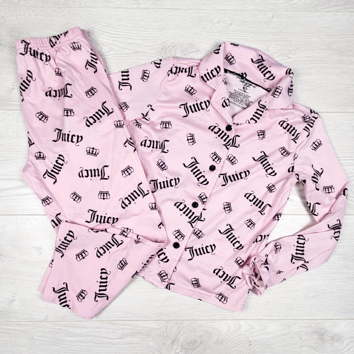Juicy Couture pink 2pc button down PJs. Size 4/5T