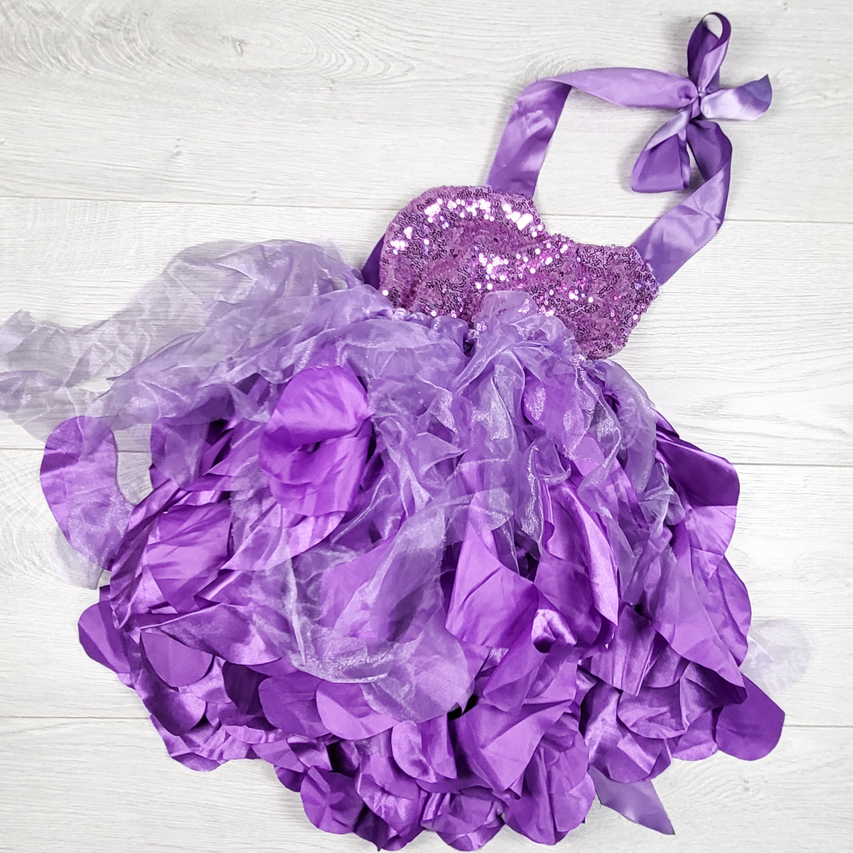 Purple halter dress with sequins. Size 4T