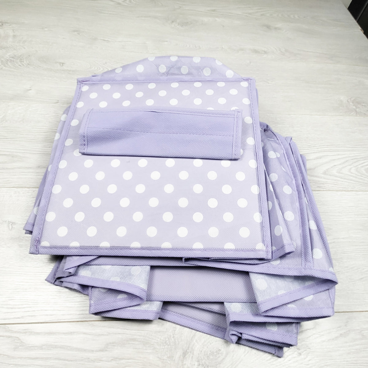 Purple polka dot hanging closet organizer