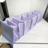 Purple polka dot hanging closet organizer
