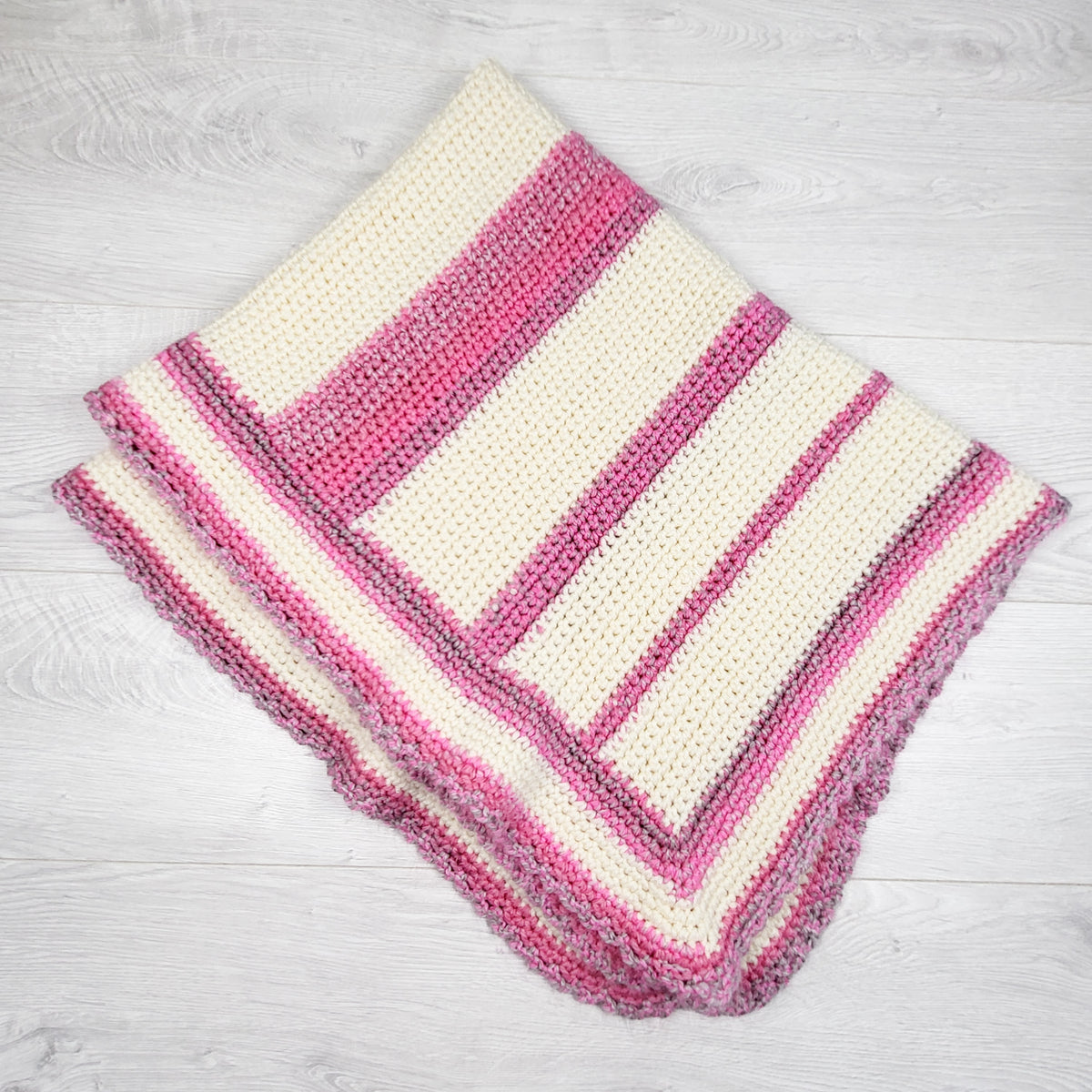 Handmade striped knit baby blanket