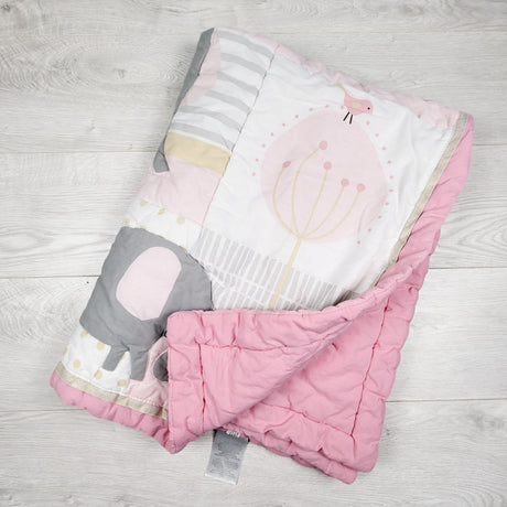 Bedtime Originals Eloise Pink/Grey Elephant Nursery Quilt (sorry, no shipping)