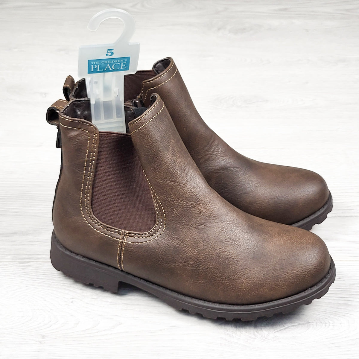 NEW - Children's Place brown chelsea boots. Youth size 5 (sorry, no shipping)