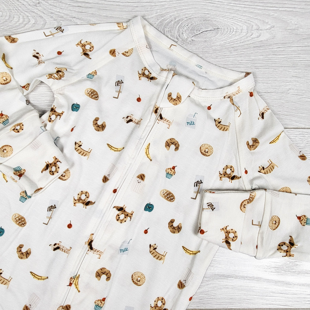 NEW - Loulou Lollipop "French Breakfast" Tencel sleeper. Size 12-18 months