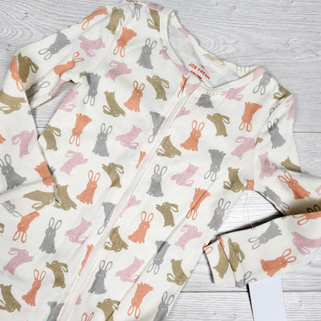 NEW - Joe cream coloured zippered bunny print sleeper. Size 18-24 months