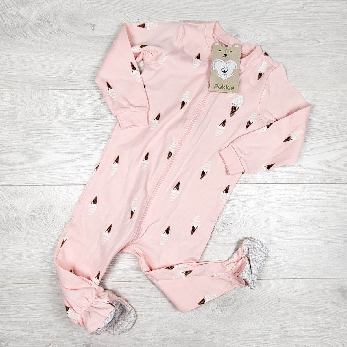 NEW - Pekkle pink cotton ice cream cone sleeper. Size 18 months