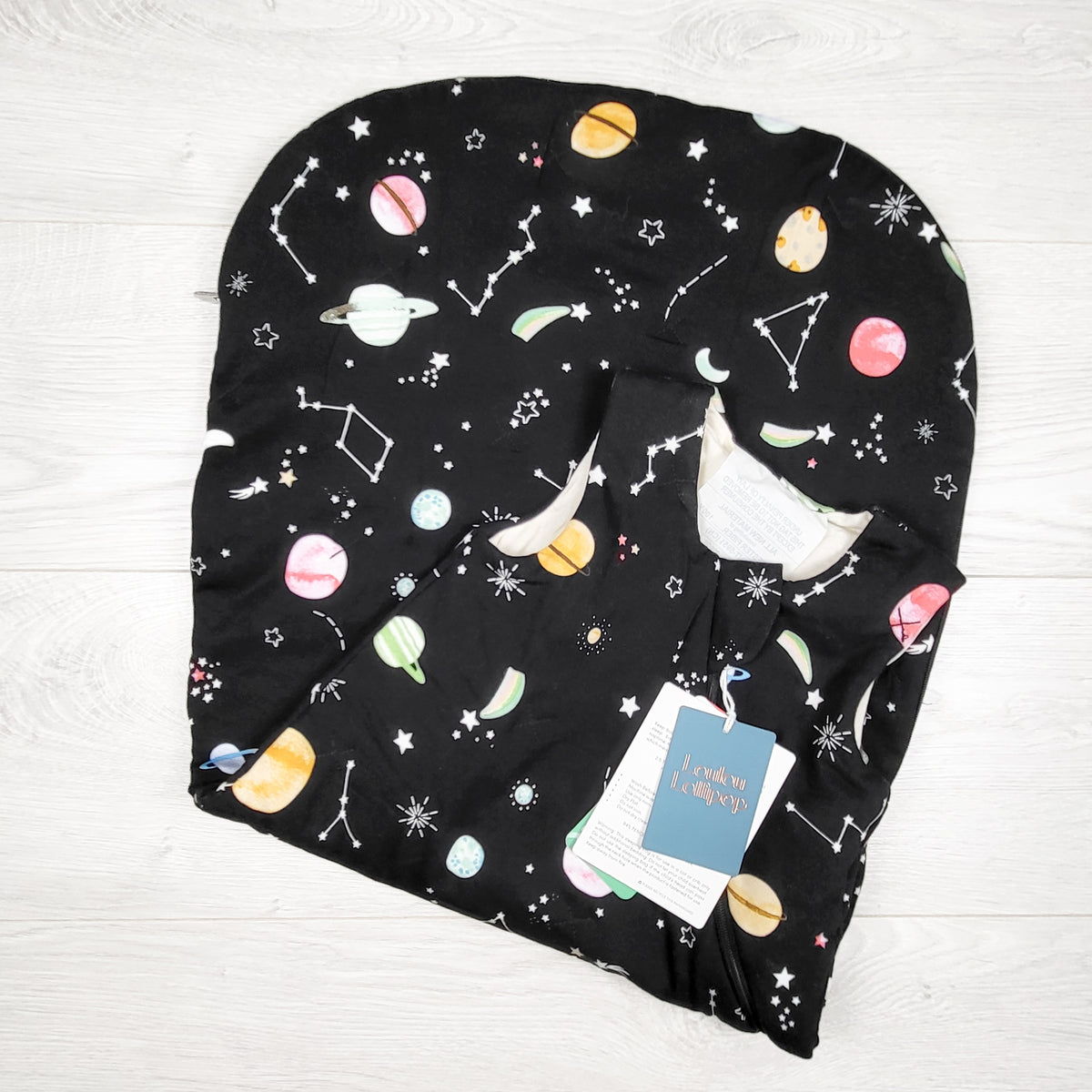 NEW - Loulou Lollipop black "Planets" 2.5 TOG Tencel sleep sack. Size 0-6 months