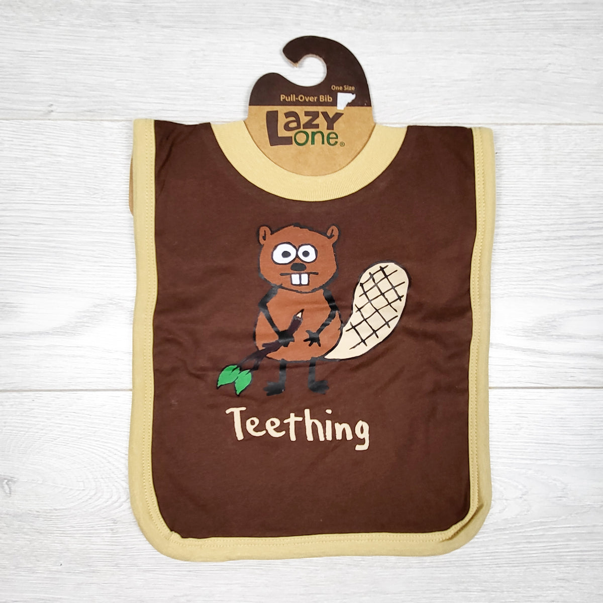 LazyOne Beaver "Teething" Pullover Infant Bib.