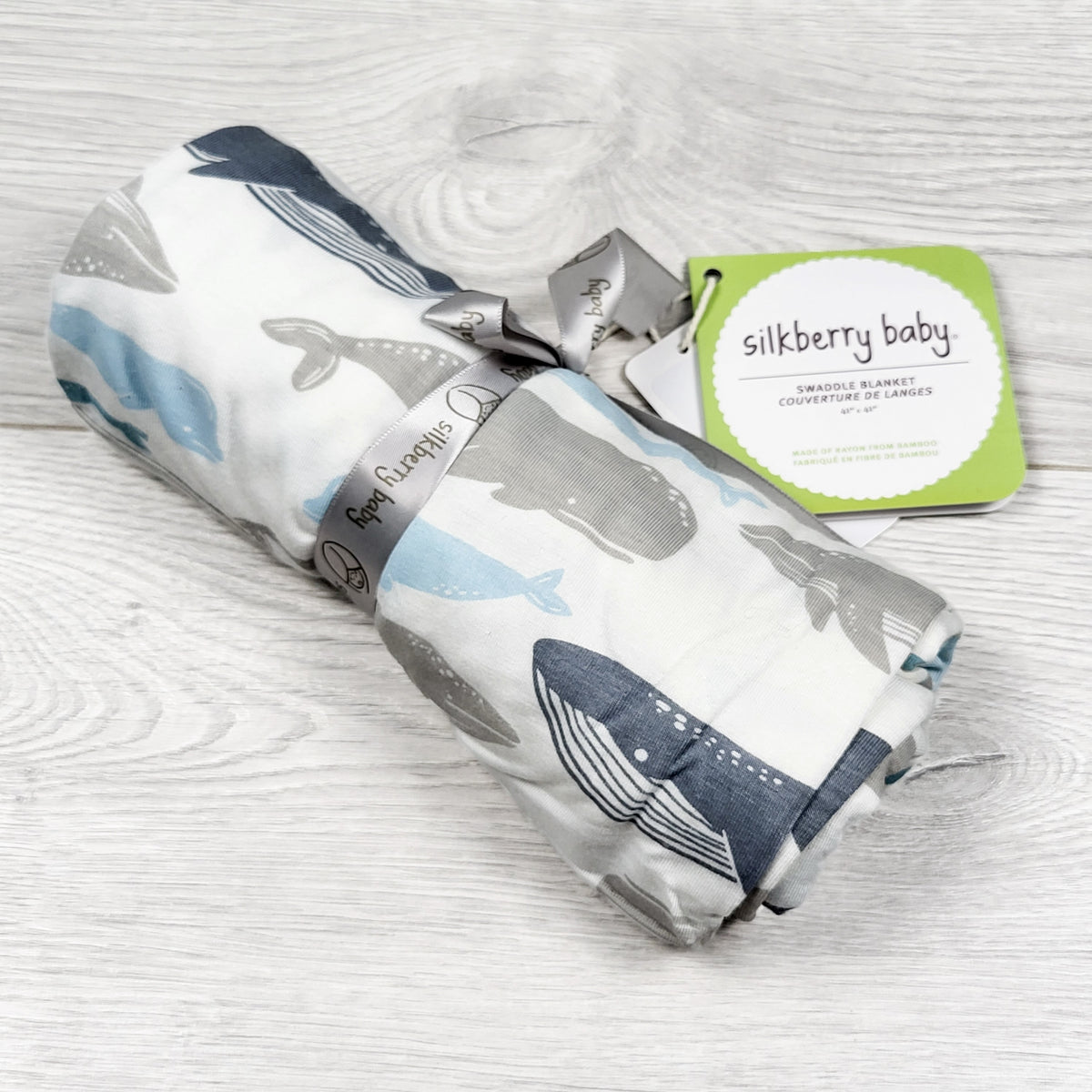 NEW - Silkberry whale print bamboo swaddle