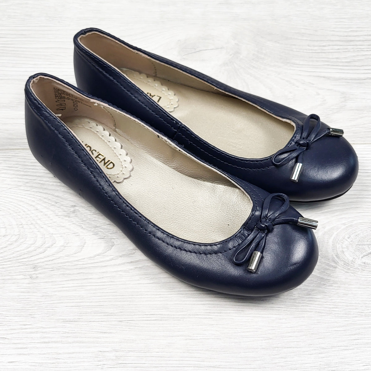Lands' End navy bow flats. Size 12