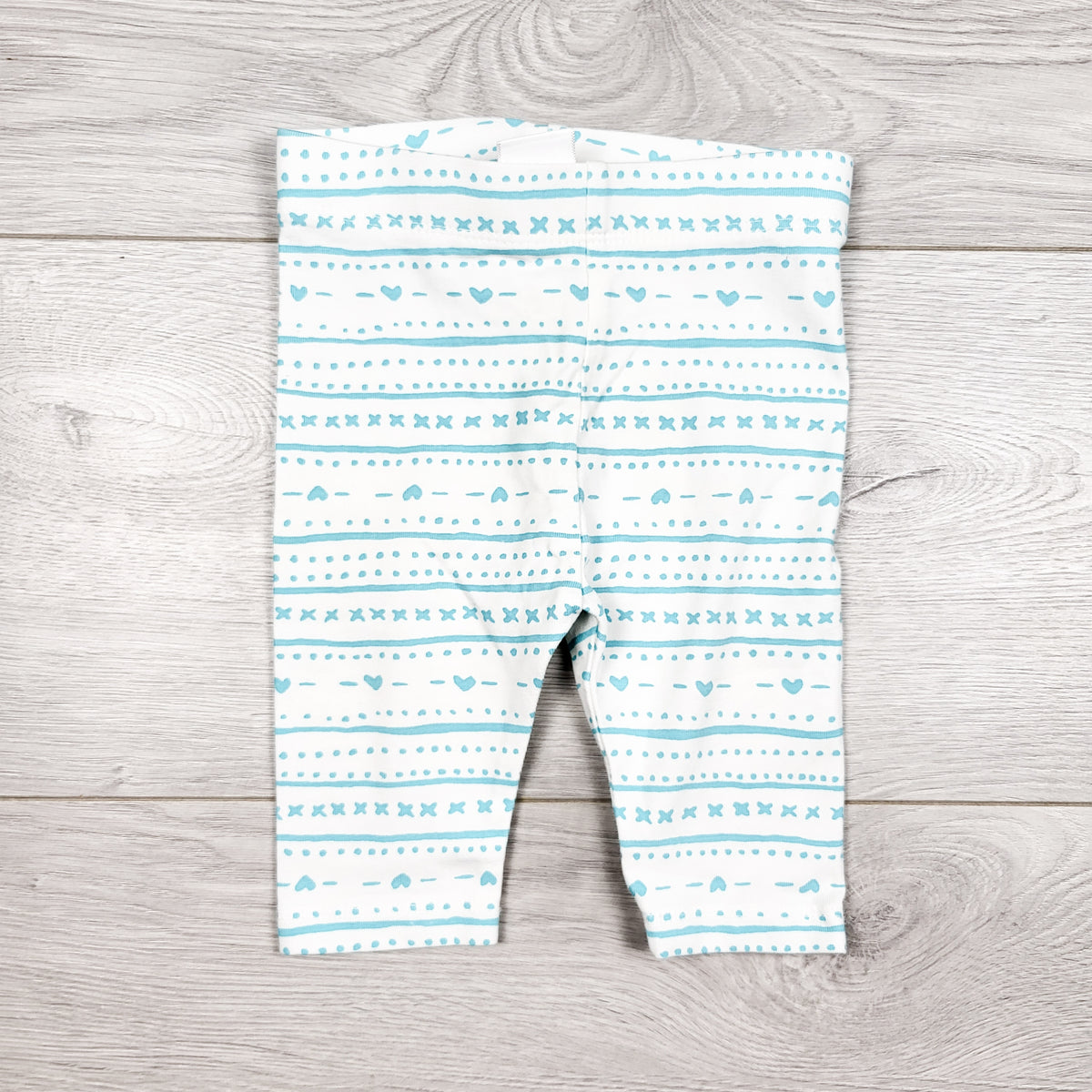 Joe Fresh white and blue patterned leggings. Size 3-6 months