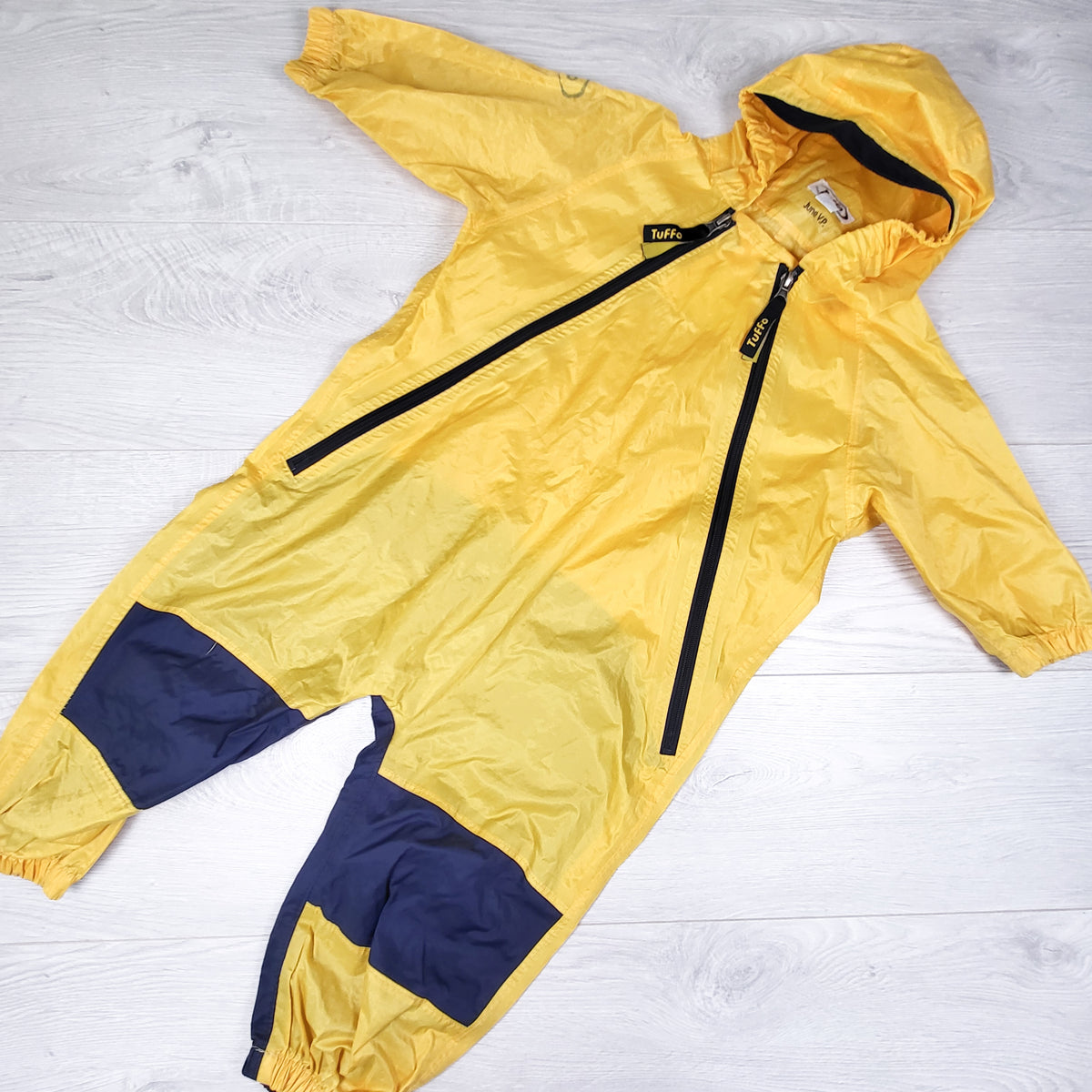 Tuffo yellow Muddy Buddy one piece rain suit. Size 2T